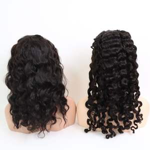 Vente en gros 1B Frontal 13x6 Extensions de cheveux vietnamiens de haute qualité 16 pouces Perruque ondulée de plage en cheveux vierges noirs - Product Image 3