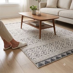 Alfombra de Algodón Tejida a Mano, Diseño Geométrico Moderno con Patrón de Diamantes, Estilo Boho, para Sala de Estar, Dormitorio, Hotel, Decoración del Hogar, OEM - Product Image 4