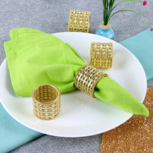 Vente chaude doré motif géométrique rond de serviette métal cercle serviette boucle table décoration rond de serviette en gros en vrac - Product Image 6