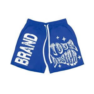 Nouveaux shorts de jogging pour hommes, personnalisés avec logo en strass, style streetwear vintage, coupe oversize, effet délavé soleil et délavé à l'acide, brodés - Product Image 4