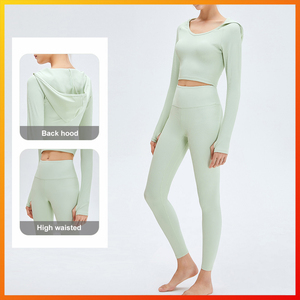 Conjunto de Yoga para Mujer de 2 Piezas, Color Sólido, Top Corto sin Tirantes, Leggings de Cintura Alta, Transpirable, Sin Costuras, Spandex Activo - Product Image 1