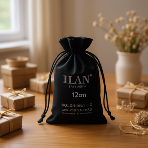 Bolsa de Regalo Ilan 9x12 Cm Negra con Cordón para Regalos Pequeños - Product Image 3