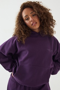 Conjunto de sudadera con capucha morada extragrande y pantalones deportivos de pierna ancha para mujer, conjunto de dos piezas, ropa de calle, ropa informal para mujer - Product Image 4