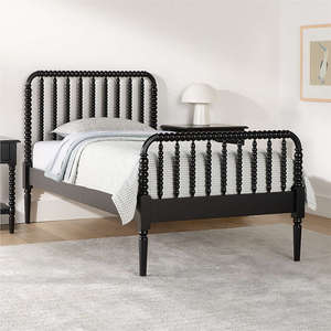 Modern Cottagecore Turned Wood <b>Bed</b> <b>Frame</b> |Matte Black Turned Wood <b>Platform</b> <b>Bed</b> <b>Frame</b> - Product Image 5