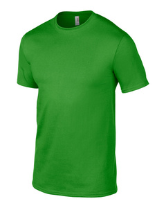 T-shirt en coton vert uni pour homme, coupe classique, manches courtes, col rond, jersey décontracté, teinture unie - Product Image 6