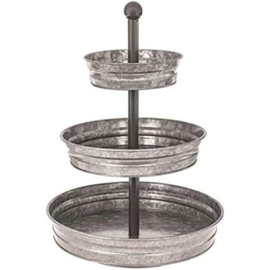Support à gâteau en métal galvanisé à 3 niveaux, plateau de service multi-étages réutilisable, style ferme, présentoir à desserts, décoration de fête - Product Image 3
