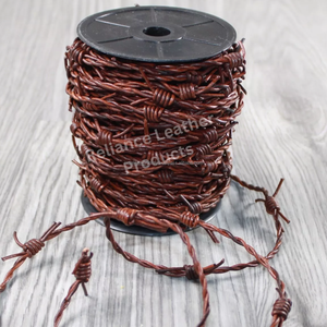 Handmade Antique <b>Leather</b> Barbed Wire Bolo <b>Cord</b> for Charms-round 2mm Cowhide Customized Size for Gothic Jewelry & DIY Crafts - Product Image 5