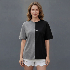 T-shirts pour femmes personnalisés, style urbain, en polyester/coton écologique respirant, vintage, bicolores, pour l'été - Product Image 3