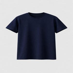 Camiseta de algodón para hombre, color azul marino, manga corta, cuello redondo, corte regular, estilo casual. - Product Image 1