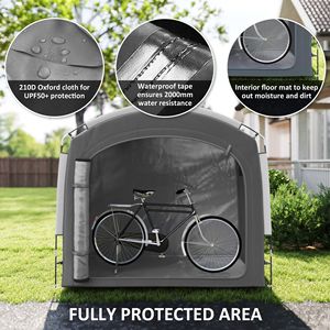 Tenda Garage per Biciclette Portatile e Impermeabile con Borsa per il Trasporto, in Tessuto Oxford 210D, Copertura Grigio Scuro per 3-4 Biciclette - Product Image 5