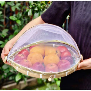 Plateau de séchage en bambou artisanal de qualité supérieure avec filet en maille pour fruits, légumes, herbes et thé - Product Image 4