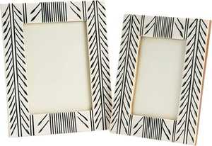 Cadre photo de luxe fait main en os incrusté avec motif rayé rouge et blanc, cadre photo décoratif pour table - Product Image 2