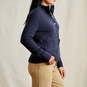 Cárdigan de Punto Acrílico Sólido de Manga Larga para Mujer, Estilo Casual de Invierno, Holgado, con Cuello Vuelto y Abotonadura Sencilla - Product Image 2
