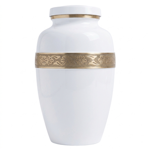 Urnas funerarias de latón de alta calidad para adultos con hermosa banda grabada en oro y acabado en color púrpura, urnas conmemorativas duraderas. - Product Image 6