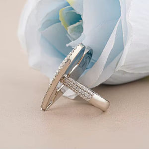 แหวนเงินชุบดีไซน์หัวใจแตกประดับเพชรสำหรับผู้หญิง ปรับขนาดได้ แหวนวงเปิด เครื่องประดับโดดเด่น ของขวัญสุดโรแมนติก - Product Image 6