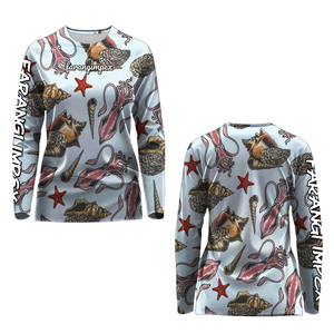 OEM Breathable 100% Polyester Women's Long Sleeve Fishing Shirt Sublimation Print UPF 50 Quick Dry Outdoor <b>Top</b> Teal <b>Camo</b> Pattern - Product Image 2