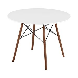 <b>Extendable</b> 39-Inch Round Solid Wood <b>Dining</b> <b>Table</b> <b>White</b> and Brown for Indoor Use - Product Image 5