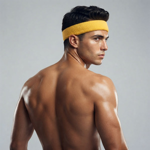 Bandeau de sport tricoté pour hommes, largeur 4,5 cm, respirant, antidérapant, en coton uni, toutes saisons - Product Image 2