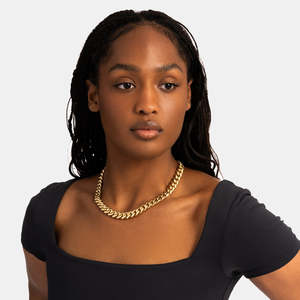 Collier chaîne cubaine Miami 12 mm plaqué or 18 carats en acier inoxydable, chaîne à maillons cubains hip-hop pour hommes et femmes - Product Image 3