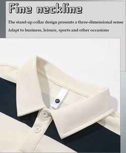 <b>Men's</b> Summer Casual <b>Long</b> <b>Sleeve</b> <b>Shirt</b> Lightweight Breathable 100% Cotton Anti-Wrinkle Button-Up <b>Striped</b> Relaxed Fit Polo <b>Shirts</b> - Product Image 4