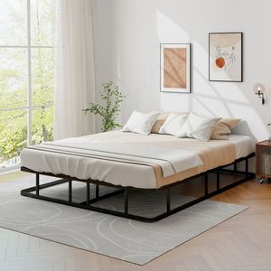 Struttura letto matrimoniale in acciaio con supporto a doghe metalliche, design moderno per camera da letto, casa, dormitorio - Product Image 5
