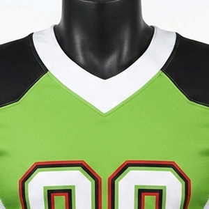 Women's American Football Jersey Green Black <b>Mesh</b> Printed V-Neck <b>Short</b> Sleeve Breathable Team Numbers Loose Fit 100% Polyester - Product Image 5