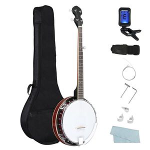 Left Handed 5-String Full Size Banjo Set with Premium Mahogany Neck & Closed Solid Sapele Back Premium Accessories Included - Product Image 1