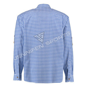 Camisas de Vestir para Hombre, Estilo Bávaro Tradicional, Azul y Blanco, 100% Algodón, Sólidas, Transpirables, de Secado Rápido, para Verano, con Botones, Venta al Por Mayor - Product Image 2