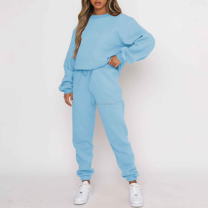 Women Casual Cropped Zipper Vendor Wholesale Blank <b>Brown</b> Private Label Fleece Dropshipping Women Clothing Sweat Suits Set - Product Image 4