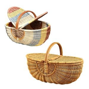 Customizable Handcrafted Eco-Friendly Natural RATTAN HARVEST <b>BASKET</b> Vintage Style for Kitchen Storage Picnic and Home Decor - Product Image 1