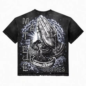 เสื้อยืดแขนสั้นสีดำสำหรับผู้ชาย ลายเพชร คอทรงโอ ทรงปกติ ผ้าเจอร์ซีย์ลำลอง ผ้าฝ้าย 100% - Product Image 6