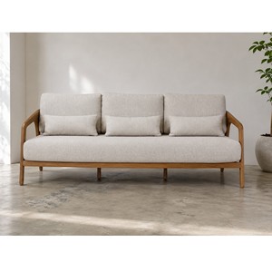 Sofá Moderno Minimalista de Madera de Teca Sólida de 3 Plazas, Sofá Tapizado Escandinavo Minimalista para Sala de Estar, Villa, Muebles de Hotel - Product Image 6