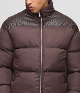 Veste matelassée marron pour homme de haute qualité, col montant, fermeture éclair, coupe-vent, manteau d'hiver décontracté, rembourrage épais en polyester - Product Image 3