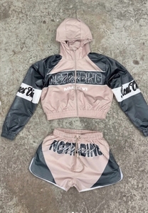<b>Pink</b> Y2K Unisex Customized Breathable <b>Tracksuit</b> Set Hooded Jacket Shorts Letter Print 100% Cotton Fleece Fabric Winter - Product Image 3