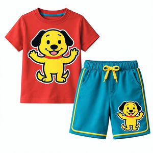 Ensemble de vêtements d'été pour enfants, haut en coton avec short, respirant, léger, vêtements décontractés, deux pièces, taille personnalisée, solutions OEM - Product Image 1
