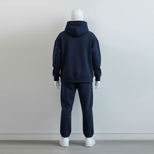 ชุดวอร์มลำลองมีฮู้ดสำหรับผู้ชาย ผ้าหนานุ่ม ระบายอากาศได้ดี ผลิตจากโพลีเอสเตอร์/คอตตอน มีเชือกผูกเอว กางเกงวอร์มแบบเรียบสีพื้น - Product Image 2