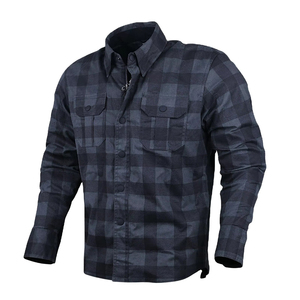 Chemise en flanelle à carreaux noire pour homme, manches longues, coton, chemise décontractée d'automne avec poches poitrine, chemise en Kevlar de haute qualité pour homme - Product Image 1