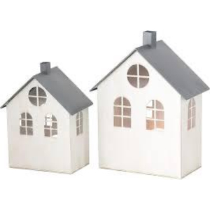 Portavelas de metal blanco al por mayor con forma de casa, estilo vintage decorativo, faroles colgantes tipo huracán para el hogar y bodas - Product Image 2