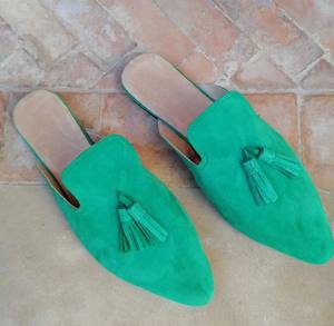 Pantoufles en daim véritable pour femmes / Pantoufles en cuir marocain / Mules en daim - Product Image 2