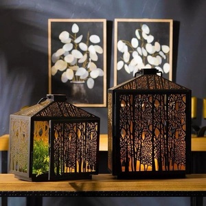 High Quality Durable Black Metal <b>Lantern</b> <b>Candle</b> Holder Home Decor for Wedding Christmas Valentine's Day Modern Design Customized - Product Image 3