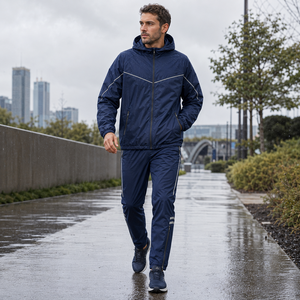 Conjunto de Chaqueta Cortavientos con Capucha y Paneles Raglán, Tejido Softshell Impermeable, Diseño de Paneles en las Mangas Raglán, Logotipo Bordado Personalizado - Product Image 6