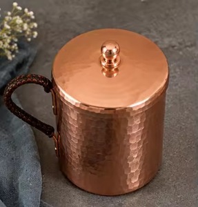 แก้วทองแดงแบบตอกลายพร้อมหูจับ แก้วมอสโกมิวล์ สำหรับกาแฟ ชา น้ำ ค็อกเทล แก้วเครื่องดื่ม สำหรับใช้ในบ้าน บาร์ ชุดเซ็ต - Product Image 5