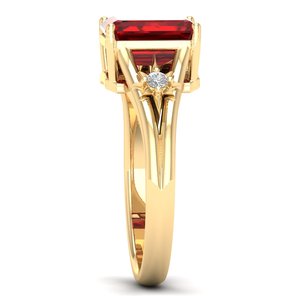 Anillo de compromiso REYES de diseño clásico con granate de corte radiante de 2.5 quilates en plata de ley 925 y moissanita certificada GRA - Product Image 3