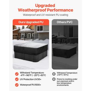 Copertura per vasca idromassaggio impermeabile e resistente alle intemperie esterna nera 85X85X20 pollici - Product Image 4