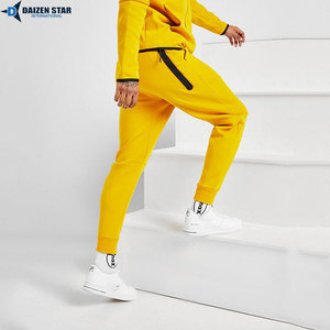 Unisex Yellow Hooded Tracksuit Full Sleeve Solid Color Sporty Sweatshirt Pants Set Breathable Polyester Autumn Wear - Product Image 2