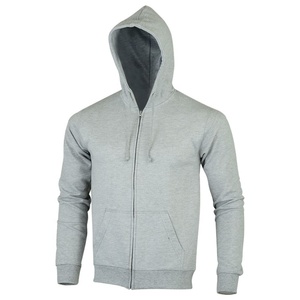 Sweat-shirt à capuche zippé gris pour homme, coupe classique, couleur unie, vêtement décontracté pour l'automne, tissu en molleton français - Product Image 1