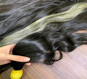 Minh Khang Premium 100% Virgin Baby Straight Human Hair Extensions Single Weft Vietnamese Bulk Hair <b>Bleach</b> #60 Double Drawn Perm - Product Image 4
