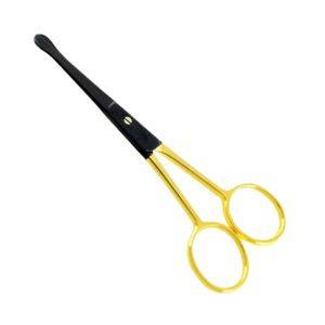 Gold Handle Black Blade Nose Hair <b>Scissors</b> Rounded Safety Tip Stainless Steel Facial Grooming Trimmer For Mustache <b>Beard</b> Tool - Product Image 3