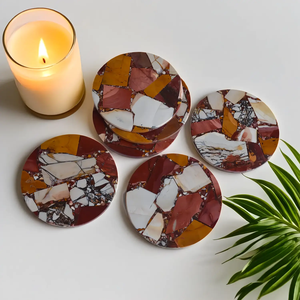 Posavasos de jaspe Mookaite elegantes y funcionales para el hogar y hoteles, que ofrecen durabilidad, elegancia y colores vibrantes. - Product Image 5