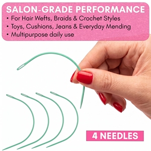 Best Hair extension tool Salon Styling <b>C</b>-Style Curved Needles Extension Kit Stainless Steel Weaving Thread Tools Customizable - Product Image 3